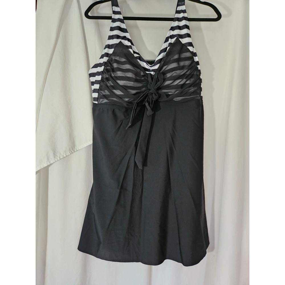 Hanna Nikole Tankini Swimdress Only Black Tummy Control Size 18W